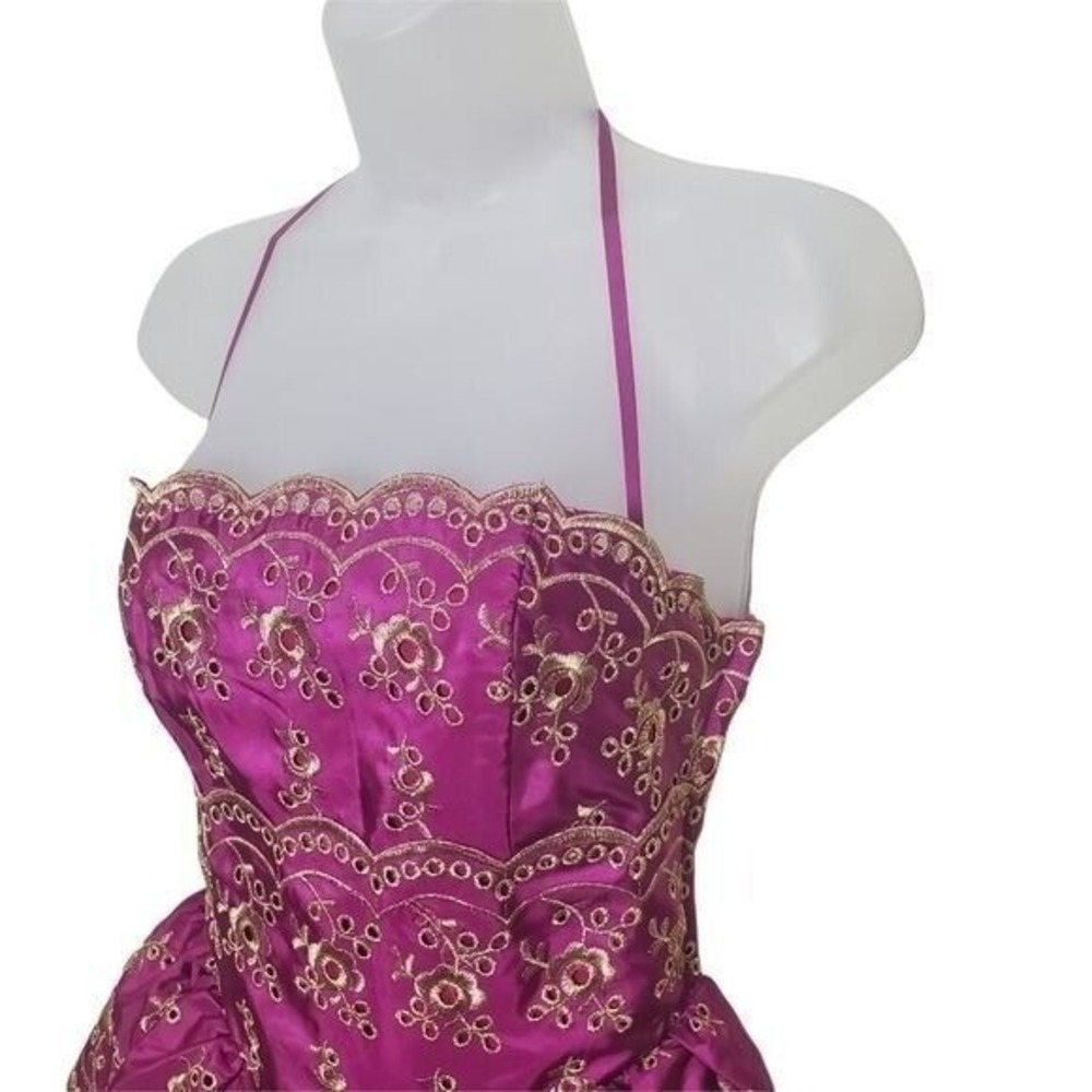Betsey Johnson Womens Y2K Fairy Tiered Embroidered Halter Dress 2 Magenta NEW - Picture 8 of 16